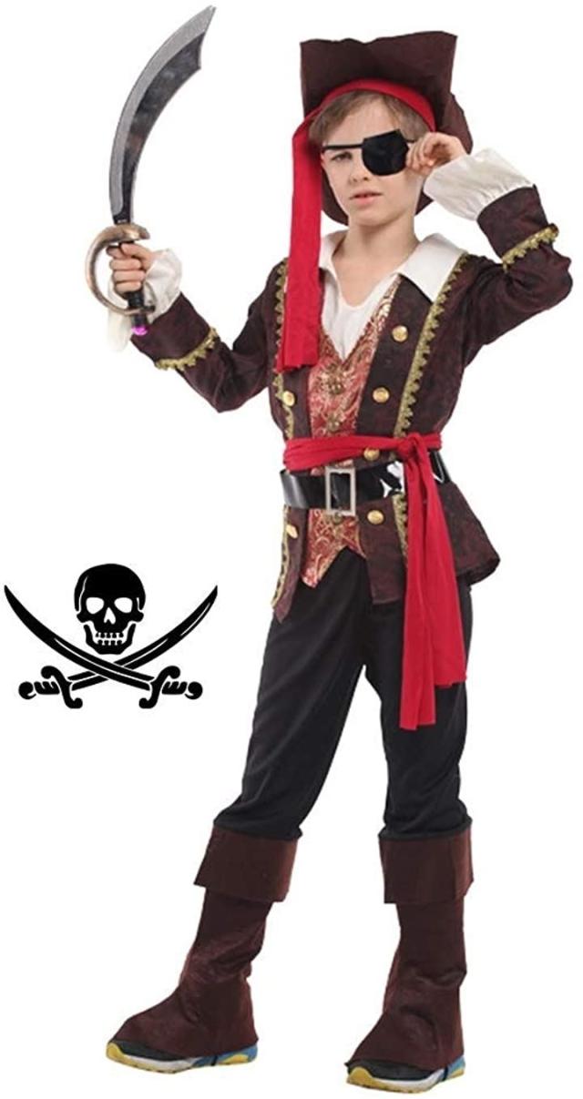 パイレーツ キッズ 海賊 船長 高級タイプ ブラウン ハロウィン ボディシール付き 2点セット 茶色 Xl の通販はau Pay マーケット Hello World