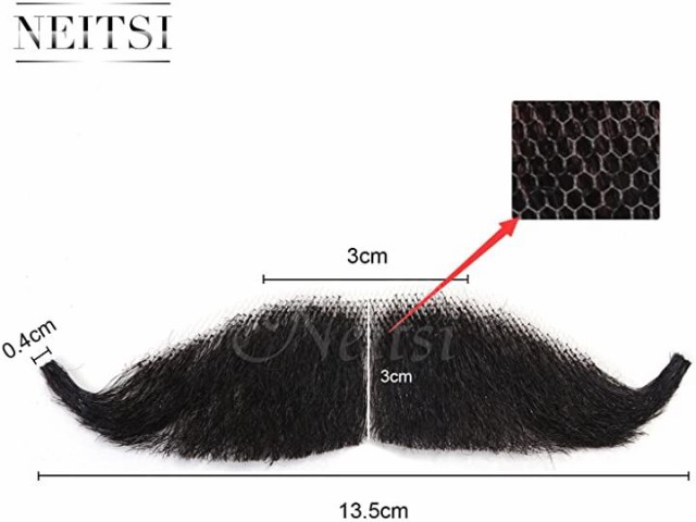 付け髭 ひげ 口髭 人毛 ウィッグ 先細髪製髭 手作り本物 1b 長さ 約13cm X 幅 約3 5cm の通販はau Pay マーケット ホリック