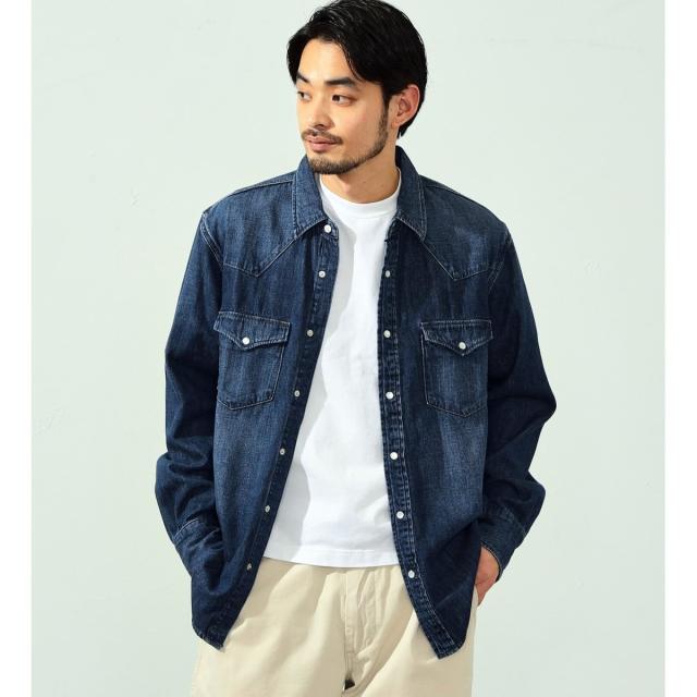 1312 エドウィン　美品　濃いめ　長袖　デニム　ウエスタン　シャツ エドウィン（EDWIN）/デニムウエスタンシャツ 長袖の通販はau PAY