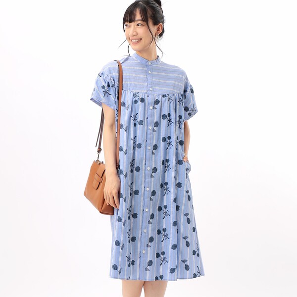 スーパーハッカ/ドビーストライプ チューリップリボンレースワンピース