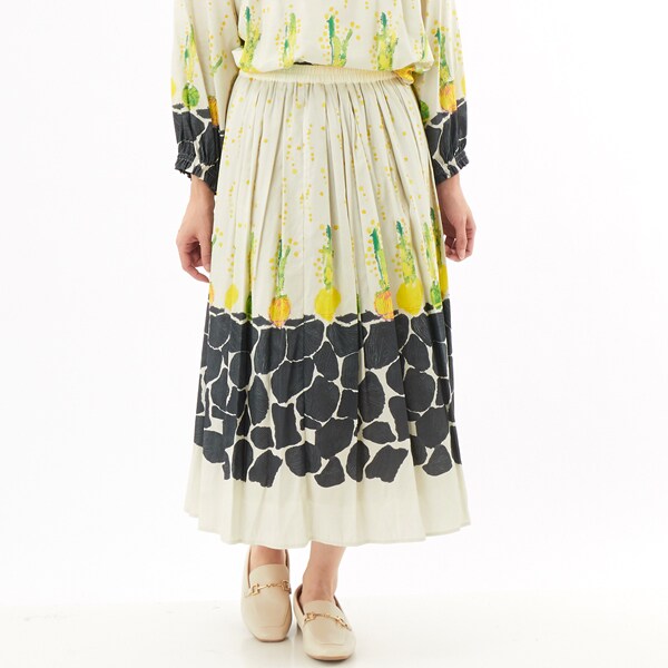 スーパーハッカ（SUPER HAKKA）/SUPER HAKKA×椎木彩子 「Turnip」/「Hyacinth」プリントタックスカート