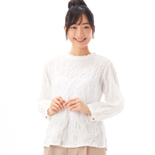 スーパーハッカ（SUPER HAKKA）/60ローン リンクルワッシャーレースブラウス