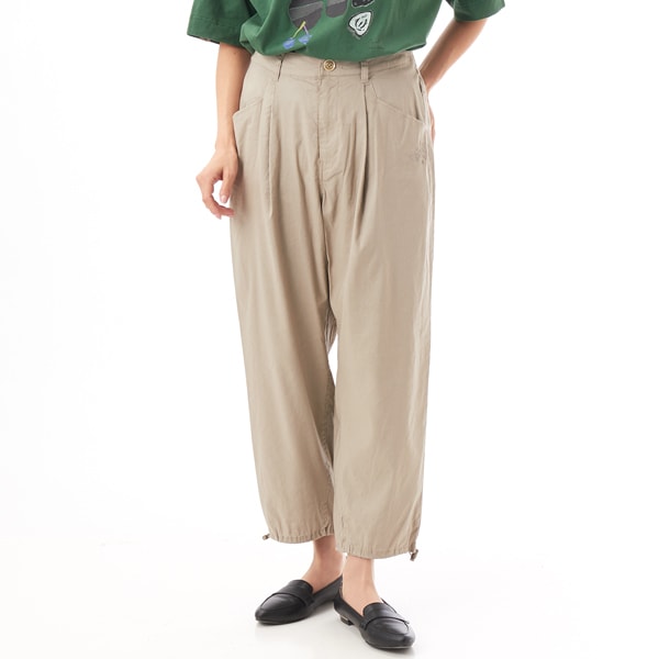 スーパーハッカ（SUPER HAKKA）/麻レーヨンストレッチフラワーワンポイント刺繍ドロストパンツ