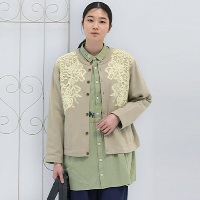 スーパーハッカ（SUPER HAKKA）/ローズモチーフケミカルレース×裏毛カーディガン