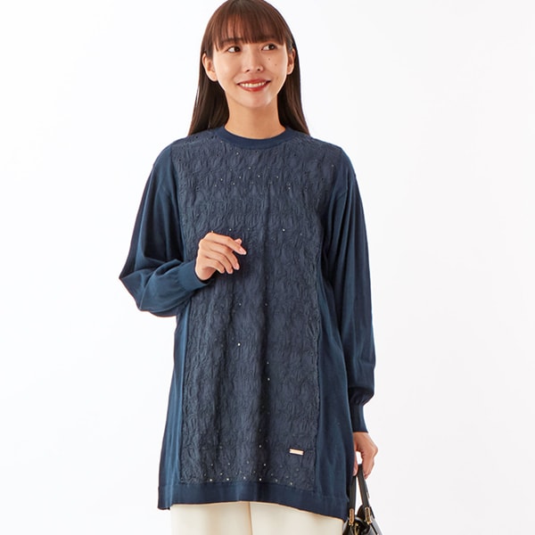 スーパーハッカ（SUPER HAKKA）/チューリップシュリンクレース×ハイゲージコットンニットチュニック