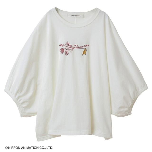 スーパーハッカ（SUPER HAKKA）/SUPER HAKKA×世界名作劇場 あらいぐまラスカルとフラワー刺繍ドルマンスリーブTシャツ