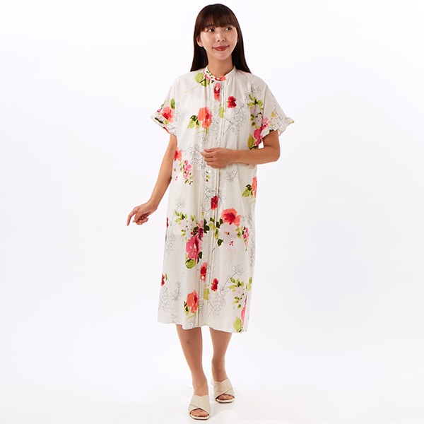 月初めセール❣️スーパーハッカ　花柄　七分袖　ロングワンピース　２点セット スーパーハッカ ワンピース 月初めセール❣️スーパーハッカ 花柄 七分