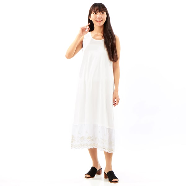 スーパーハッカ（SUPER HAKKA）/30/−天竺+エンブロイダリーレースノースリーブワンピース