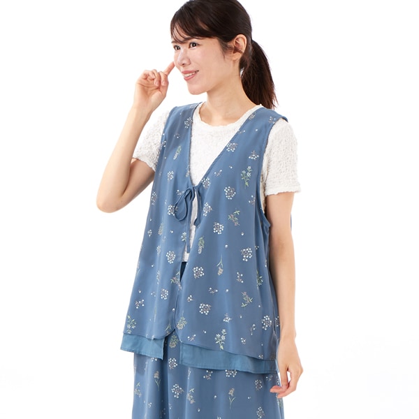 スーパーハッカ（SUPER HAKKA）/エステルシフォンブライズ加工小花プリント+コットンローンベスト