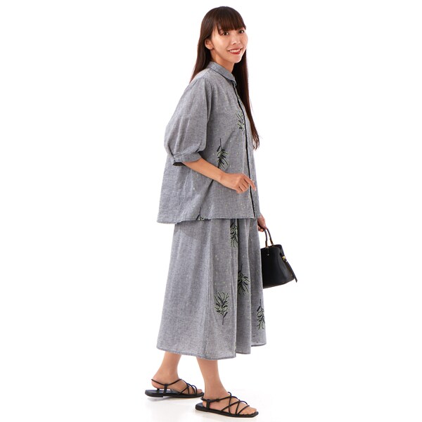 スーパーハッカ（SUPER HAKKA）/先染めシャンブレー ミモザ&ドット刺繍