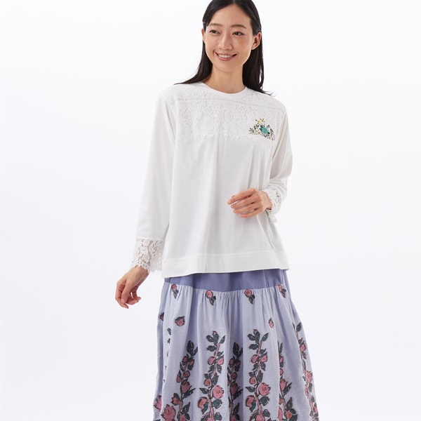 スーパーハッカ（SUPER HAKKA）/ラッセルレースプリザーブドフラワー刺繍+天竺カットソー