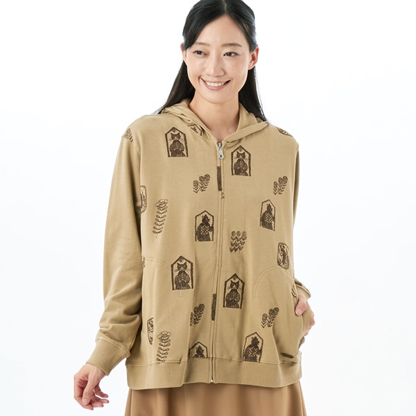 スーパーハッカ（SUPER HAKKA）/SUPER HAKKA×保坂優子 「窓と庭」刺繍裏毛ジップアップフーディ