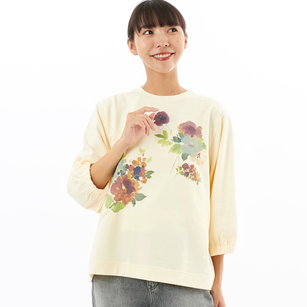 スーパーハッカ（SUPER HAKKA）/ブラーレッドフラワープリント裏毛プルオーバー