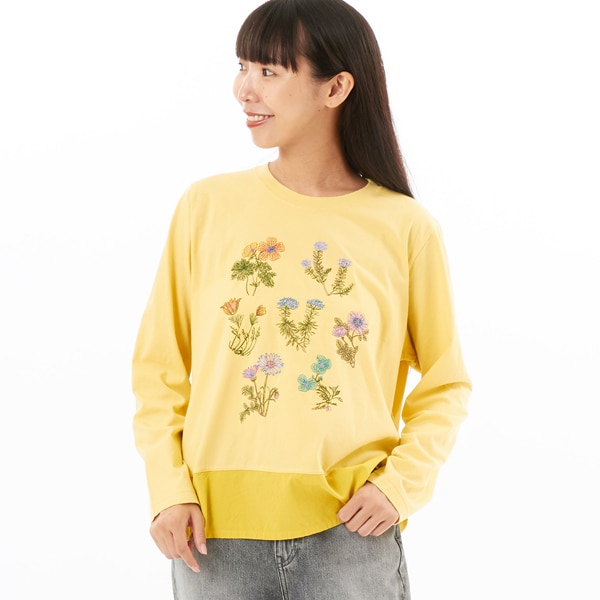 スーパーハッカ（SUPER HAKKA）/ブルームインデックス刺繍長袖カットソー スーパーハッカ（SUPER HAKKA）/ブルームインデックス刺繍長袖