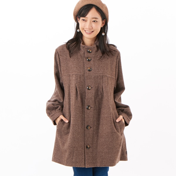 スーパーハッカ（SUPER HAKKA）/ウールアクリルカルゼ スレッテッドフローラポイント刺繍スタンドカラーコート