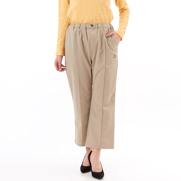 スーパーハッカ（SUPER HAKKA）/ステッチフローレットワンポイント刺繍ナイロンナチュラルストレッチセンタータックパンツ