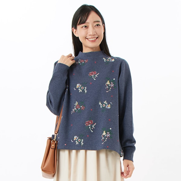 スーパーハッカ（SUPER HAKKA）/裏毛裏起毛ドット&フラワー刺繍プルオーバー