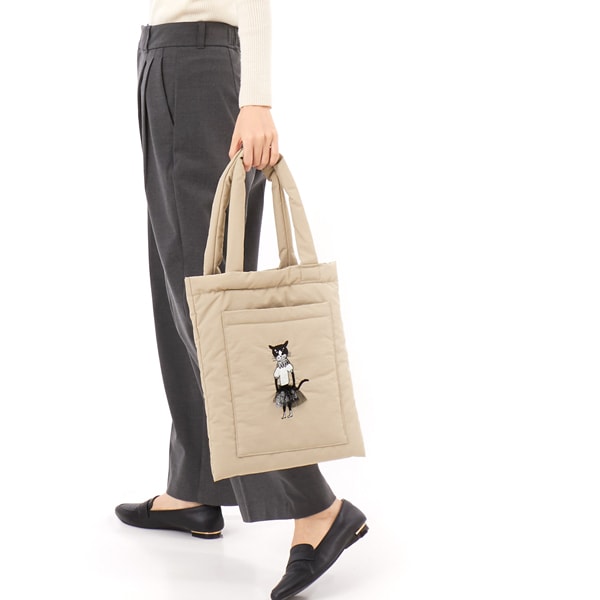 スーパーハッカ（SUPER HAKKA）/「glanta」SUPER HAKKA×保坂優子 「このドレス」プリント+刺繍 中綿入りトートバッグ