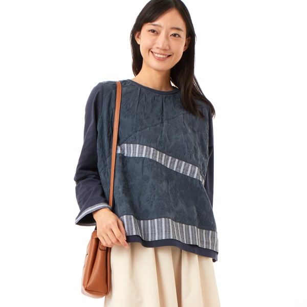 【NEW】スーパーハッカ（SUPER HAKKA）/レース+ストライプミックスカットソー