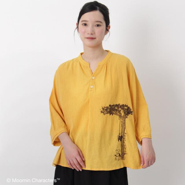 スーパーハッカ（SUPER HAKKA）/コットンボイルワッシャー『ムーミン谷の夏まつり』刺繍スキッパーブラウス