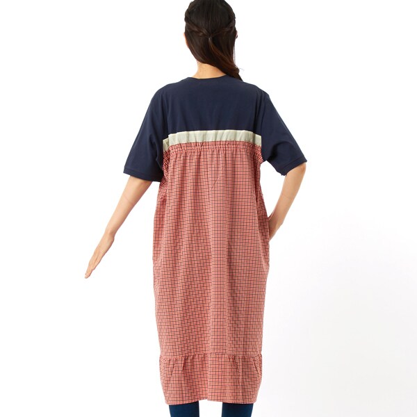 スーパーハッカ（SUPER HAKKA）/天竺×チェック　ロゴワンポイント刺繍Ｔシャツワンピース_3