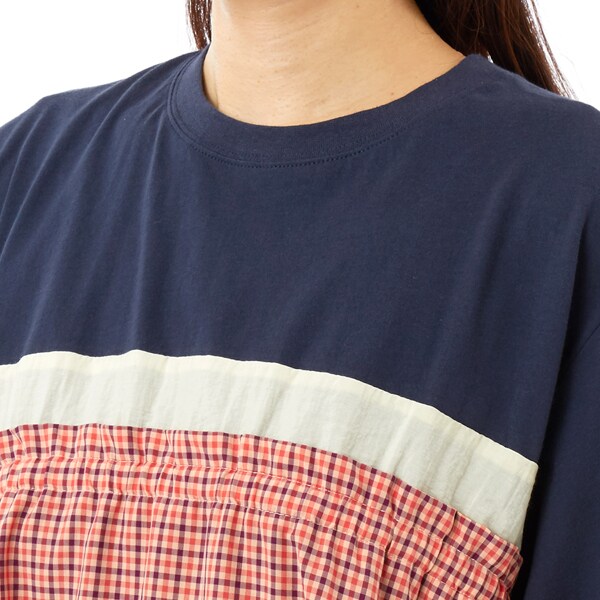 スーパーハッカ（SUPER HAKKA）/天竺×チェック　ロゴワンポイント刺繍Ｔシャツワンピース_5