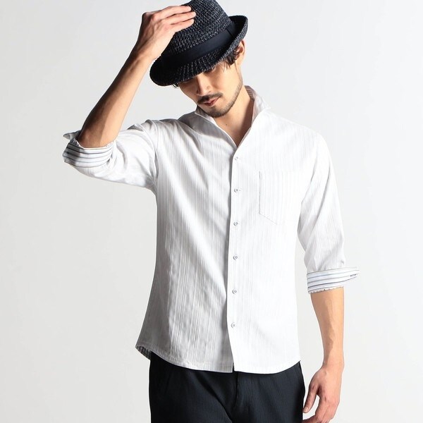 ニコルクラブフォーメン（NICOLE CLUB FOR MEN）/イタリアンカラー７分袖シャツ_1