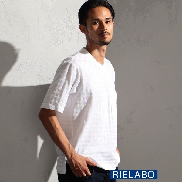 ニコルクラブフォーメン（NICOLE CLUB FOR MEN）/【RIELABO】チドリ柄ＶネックTシャツ