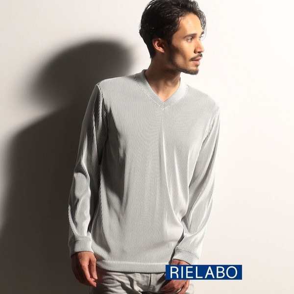 ニコルクラブフォーメン（NICOLE CLUB FOR MEN）/【RIELABO】タックボーダードレスVネックプルオーバー