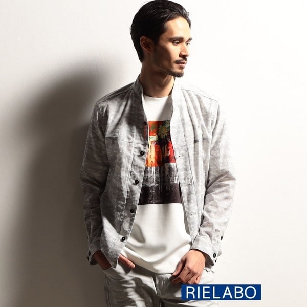 ニコルクラブフォーメン（NICOLE CLUB FOR MEN）/【RIELABO】カモフラデザインショートスタンドシャツカジュアルシャツ