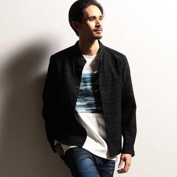 ニコルクラブフォーメン（NICOLE CLUB FOR MEN）/【RIELABO】カモフラデザインショートスタンドシャツ