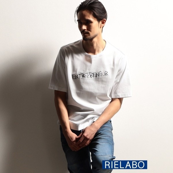 ニコルクラブフォーメン（NICOLE CLUB FOR MEN）/【RIELABO】ロゴデザインクルーネック半袖Tシャツ