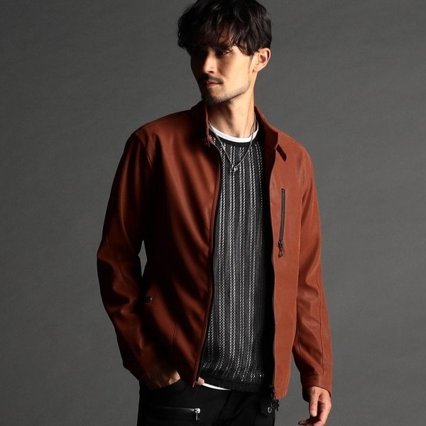 ニコルクラブフォーメン（NICOLE CLUB FOR MEN）/フロッキージャージ レザーライクライダース