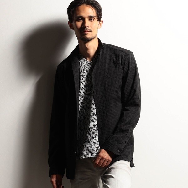 ニコルクラブフォーメン（NICOLE CLUB FOR MEN）/【RIELABO】ストレッチドビー スタンドシャツ_1
