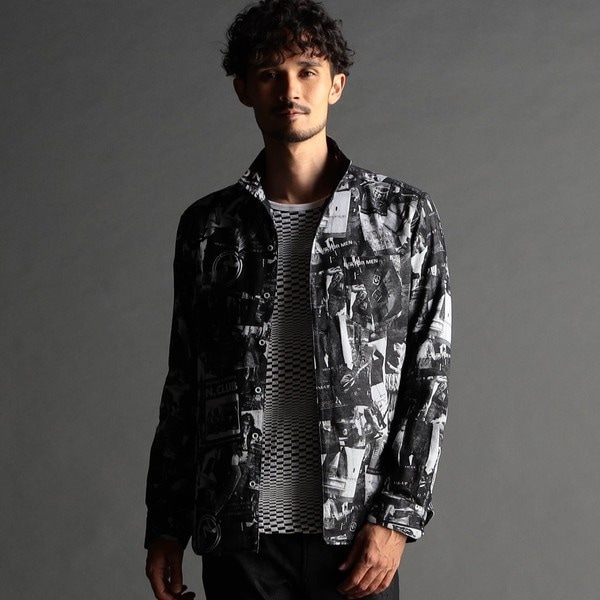 ニコルクラブフォーメン（NICOLE CLUB FOR MEN）/３Ｄジャカード スタンドシャツ(40周年企画)