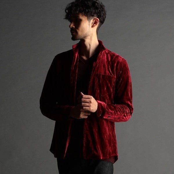 ニコルクラブフォーメン（NICOLE CLUB FOR MEN）/ストレッチプリーツベロア スタンドシャツの通販は 8,800円