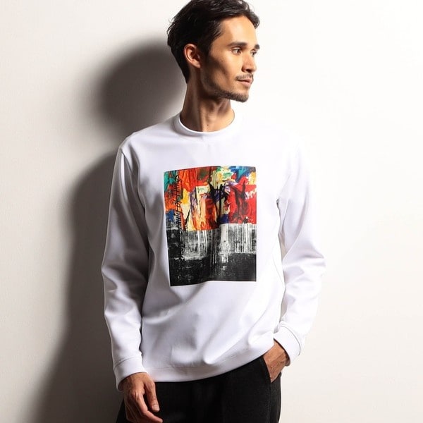 ニコルクラブフォーメン（NICOLE CLUB FOR MEN）/【RIELABO】グラフィックプリントクルーネック長袖Ｔシャツ