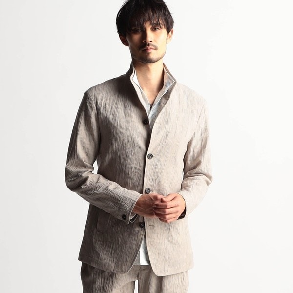 ニコルクラブフォーメン（NICOLE CLUB FOR MEN）/エステルクレープ　スタンドカラーカヴァーオールジャケット