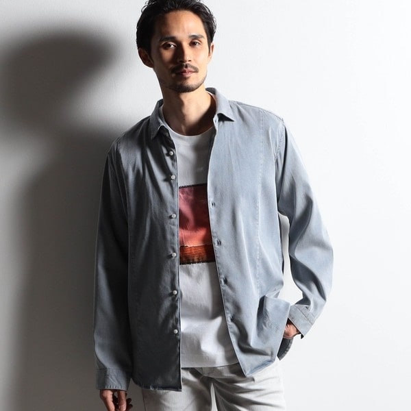 ニコルクラブフォーメン（NICOLE CLUB FOR MEN）/【RIELABO】ストレッチドビー　ホリゾンタルカラーシャツ