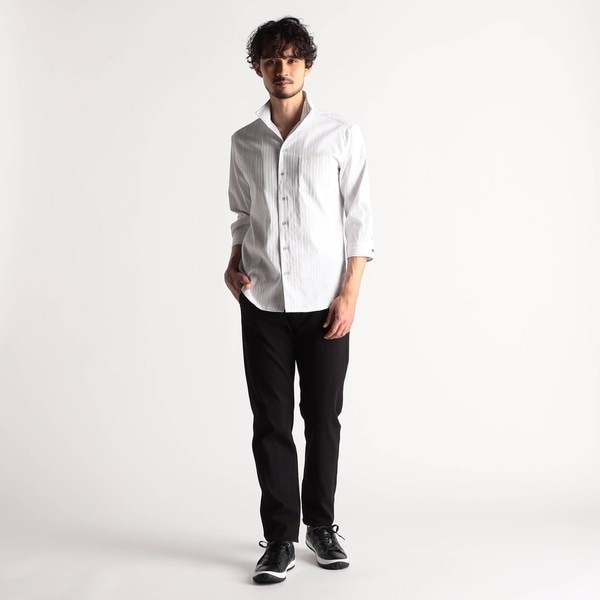 ニコルクラブフォーメン（NICOLE CLUB FOR MEN）/リバーシブルドビー　7分袖スタンドカラーシャツ_5