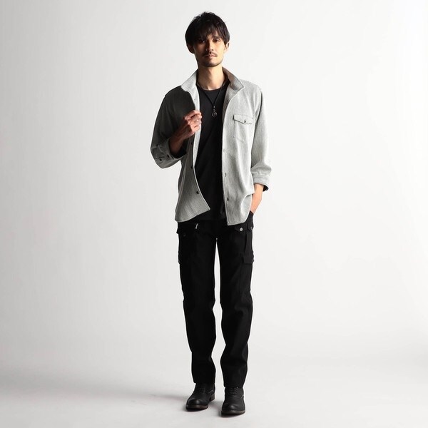 ニコルクラブフォーメン（NICOLE CLUB FOR MEN）/ラッセルストライプスタンドカラー7分袖シャツ_3