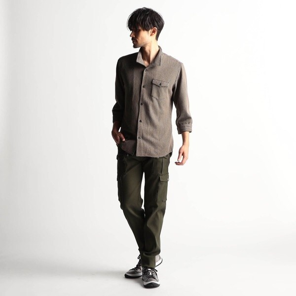 ニコルクラブフォーメン（NICOLE CLUB FOR MEN）/ラッセルストライプスタンドカラー7分袖シャツ_4