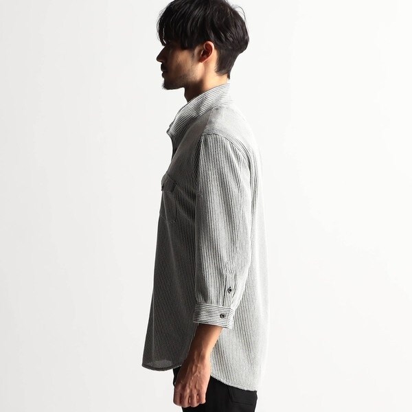 ニコルクラブフォーメン（NICOLE CLUB FOR MEN）/ラッセルストライプスタンドカラー7分袖シャツ_8