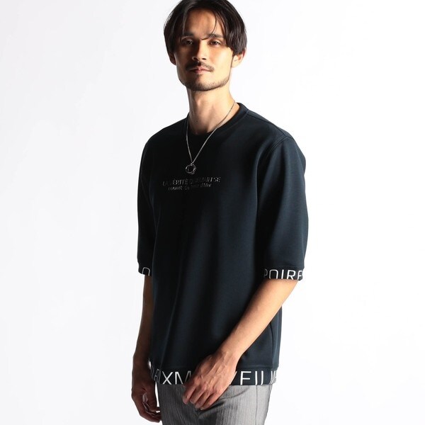 ニコルクラブフォーメン（NICOLE CLUB FOR MEN）/ロゴプリント5分袖プルオーバー