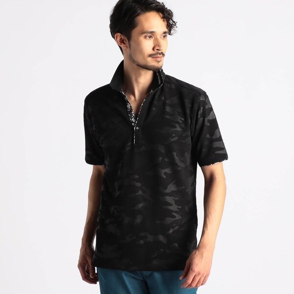ニコルクラブフォーメン（NICOLE CLUB FOR MEN）/【25年モデル EC限定再販売】【NICOLE SPORTS】エンボスクラック柄スキッパーポロシャツ_1