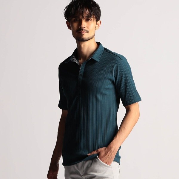 ニコルクラブフォーメン（NICOLE CLUB FOR MEN）/ランダムテレコショートレギュラーカラーポロシャツ