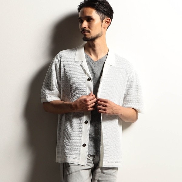 ニコルクラブフォーメン（NICOLE CLUB FOR MEN）/【RIELABO】シアージャカード サマーニットシャツ_1