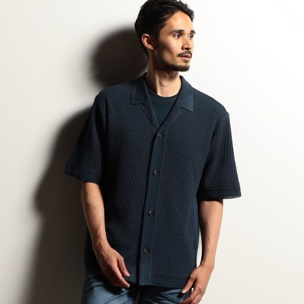 ニコルクラブフォーメン（NICOLE CLUB FOR MEN）/【RIELABO】シアージャカード サマーニットシャツ