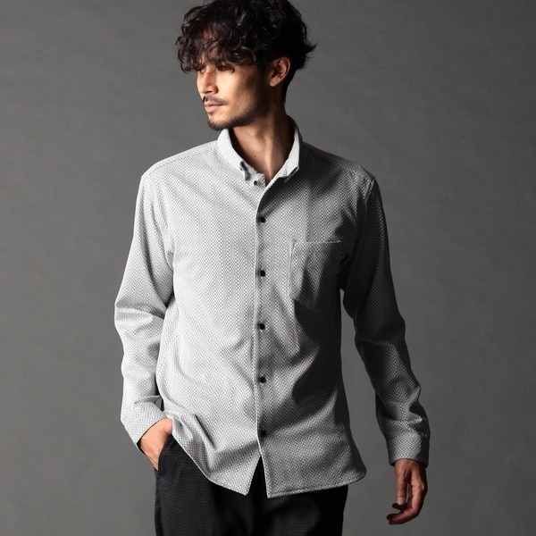 ニコルクラブフォーメン（NICOLE CLUB FOR MEN）/ジオメトリックスタンドボタンダウンシャツ_1