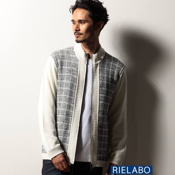 ニコルクラブフォーメン（NICOLE CLUB FOR MEN）/【RIELABO】ツイードチェック ドライバーズニット